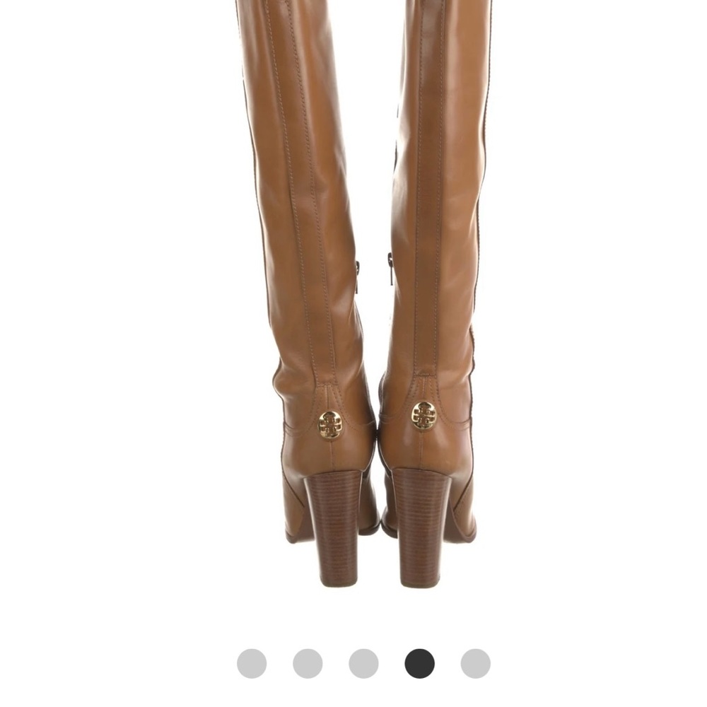 Tan Tory Burch heeled leather boots size 9